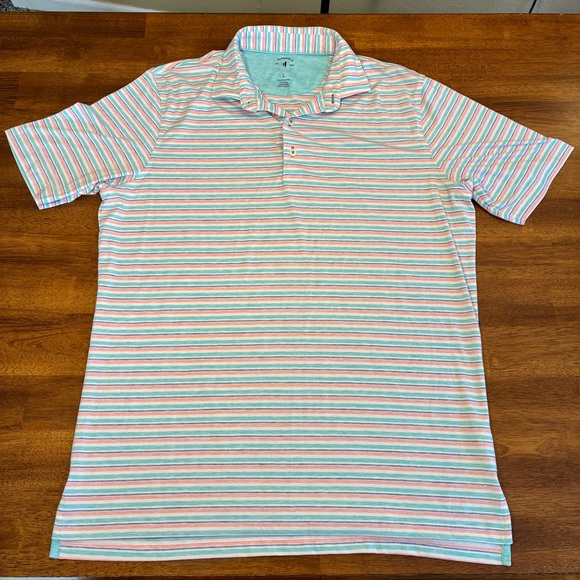 Johnnie-O Men's Top Shelf Striped Polo Shirt - Blue, Pink, White - Picture 3 of 9